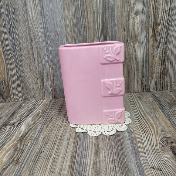 MCM Vase Pink Rectangle, Embossed Floral - Picture 1 of 7